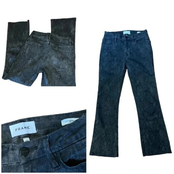 FRAME Denim Women's Le Crop Mini Boot Jeans Tonal Python Gray Snakeskin … - Picture 7 of 7